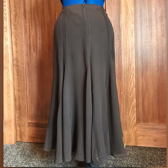 Lauren by Ralph Lauren Brown Silk Maxi Skirt - Picture 3 of 8